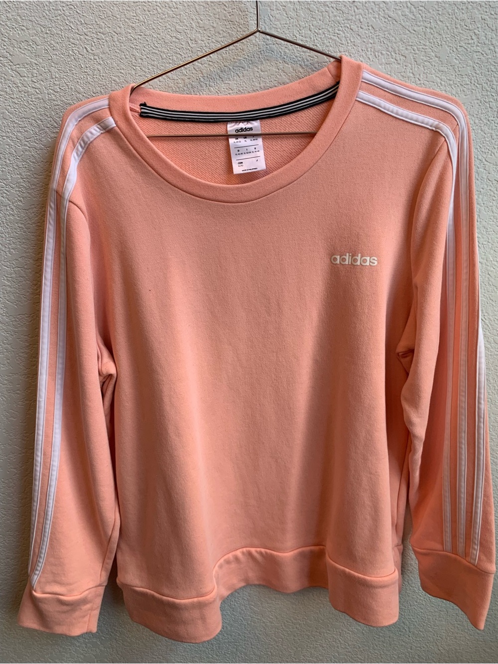 adidas Peach Pink Women's Crewneck Sweatshirt with White Stripes